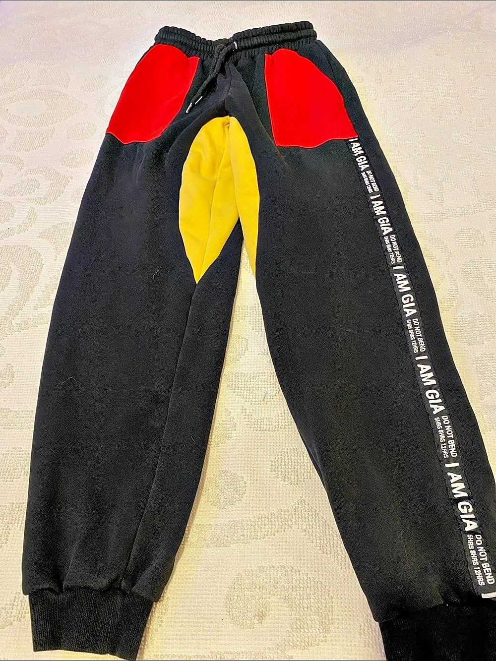 I AM GIA Color Block Joggers in Black & Red Size Small